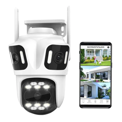 9MP Three Lens 2.4GHz WiFi PTZ Outdoor Security Camera