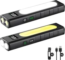 2 Pack Rechargeable LED Flashlights 1800 Lumens Magnetic Base EDC Pocket Work Li