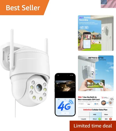 Advanced 4G LTE Security Camera - 2K Video, 24/7 Recording, and Easy App Control