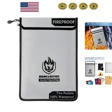 Upgraded Fireproof Document Bag 2000℉, 15x11" Waterproof Storage Organizer