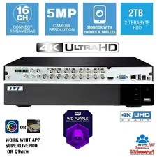 TVT 16 Channel QTH167-2 SIMILAR  Model 2019 5MP 2TB Hybrid Security System.