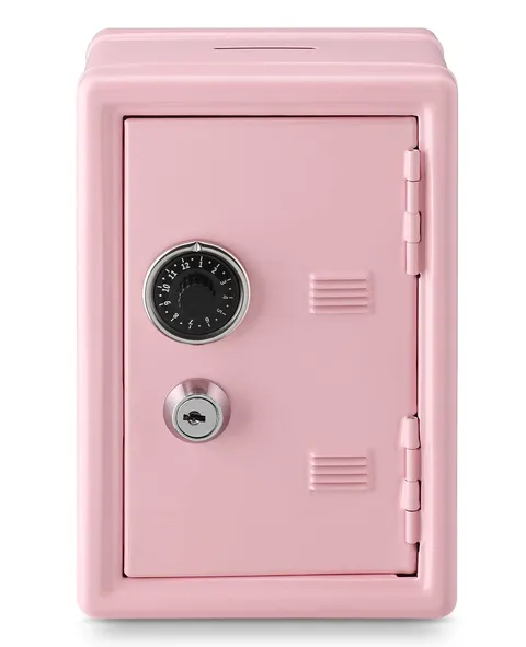 Mini Money Safe and Cash Lock Box, 4.6"x 4.2"x 6.9" Pink