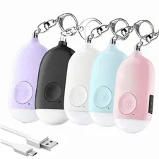 Personal Safety Alarm for Women, 5 Pack Rechargeable 130dB Self Defense Alarm...