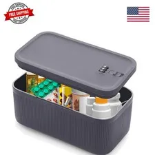 Medication Lock Box,Small Lockable Storage Box with Combination Code for Phon...