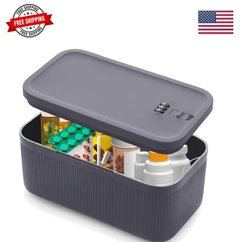 Medication Lock Box,Small Lockable Storage Box with Combination Code for Phon...