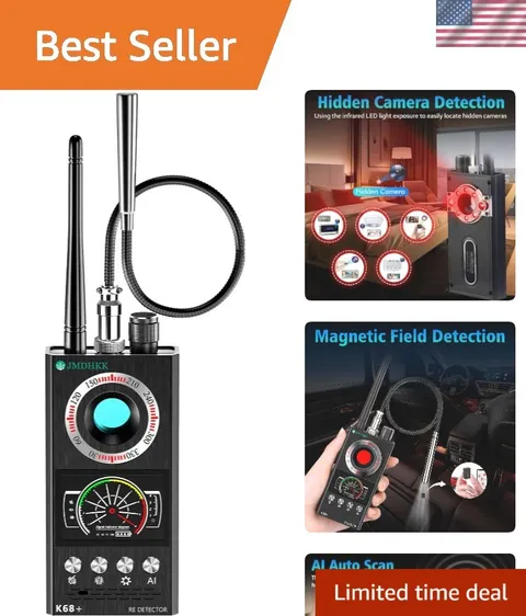 Portable Hidden Camera Detector with Magnetic Tracker & Signal Finder - Black
