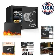 Fireproof Safe Box 1.2 Cu Ft Digital Keypad Lock Home Security For Money
