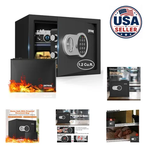 Fireproof Safe Box 1.2 Cu Ft Digital Keypad Lock Home Security For Money