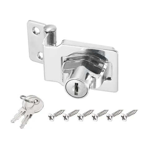 2.5Inch Keyed Hasp Locks Angle 90°Twist Knob Locking Keyed Different, Silver