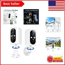 360° Viewing 2-Pack Wireless Security Cameras - Motion Alerts & Dual Storage