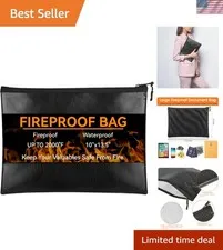 Fireproof & Waterproof Document Bag 10''x13.5'' for Secure Travel & Home Storage