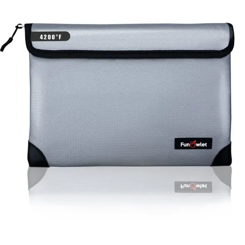 Fireproof Waterproof Money Document Bag - with 4200°F Heat 11"x7.7", Gray