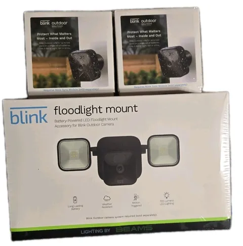 Lot BRAND NEW Blink Wireless Outdoor Floodlight HD 2 Cameras Kit SEALED 