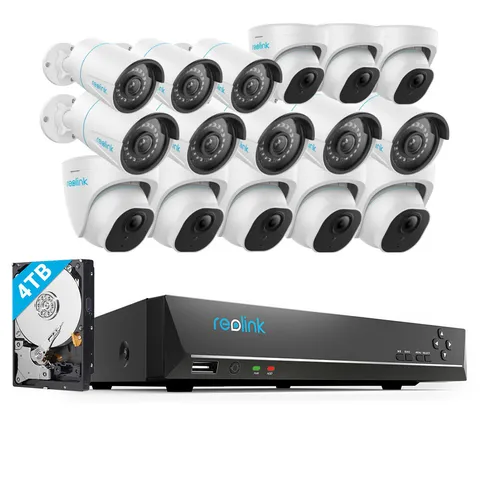 Reolink 5MP 16CH 4TB HDD NVR PoE DIY CCTV Security Camera System 24-7 Recording