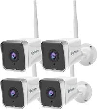 Septekon 4 Pack Outdoor Security Camera 2K，WiFi Cameras for 4 Pack, White 
