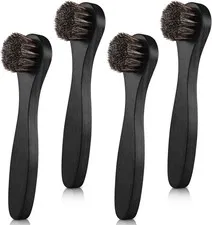 4 Pcs Horsehair Shine Shoes Brush Kit Polish Dauber Applicators Cleaning Leather