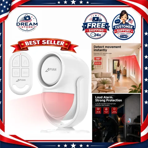 CPVAN Motion Sensor Alarm 125dB Wireless PIR Detector Remote CP2 Pro