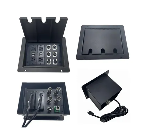 PROCRAFT Large 3 Hole LID Feed-Thru RECESSED Stage Pocket/Floor Box w/2 Wired...
