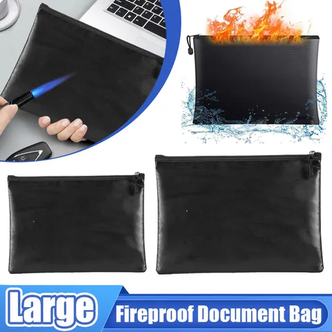 2000℉ Upgrade Fire Proof Money Bag Fireproof Document Pouch Waterproof Safe Cash
