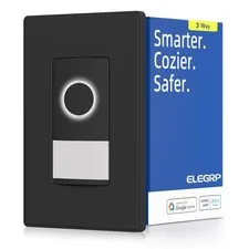 Smart Motion Sensor Switch, 2.4GHz Wi-Fi 3 Way Light Switch Compatible with A...