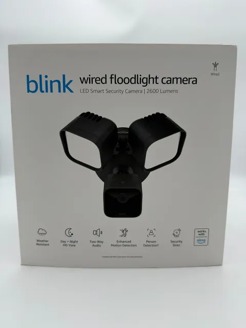 Blink Wired Floodlight Camera 2600 Lumens Smart Security Alexa Black NEW