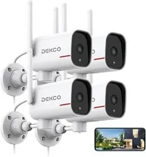 DEKCO 4 Pack Wired Home Camera 2K Color Night Vision Pan