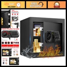 Fireproof Safe Box 1.3 Cubic Feet - Digital Security, Water Resistant, Smart Ala