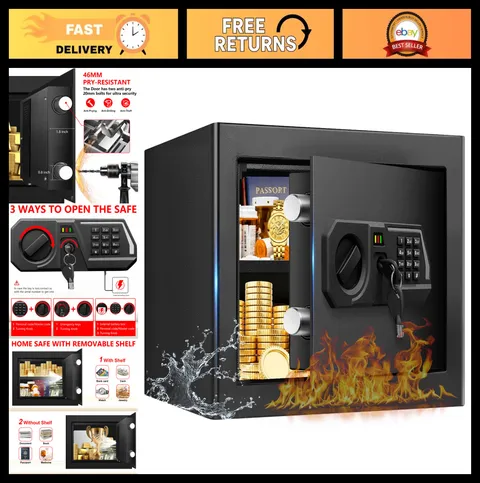 Fireproof Safe Box 1.3 Cubic Feet - Digital Security, Water Resistant, Smart Ala