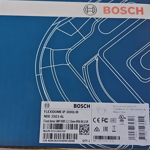 Bosch FLEXIDOME IP 3000i IR Dome IP Camera, 5MP HDR, NDE-3503-AL, Wired
