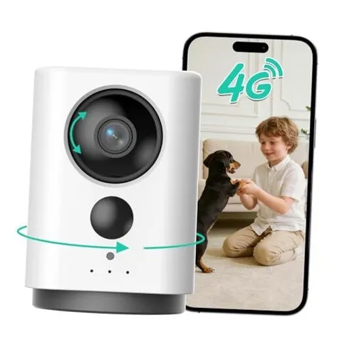 4G LTE Cellular Security Camera Indoor Wireless, No WiFi 4G Camera White