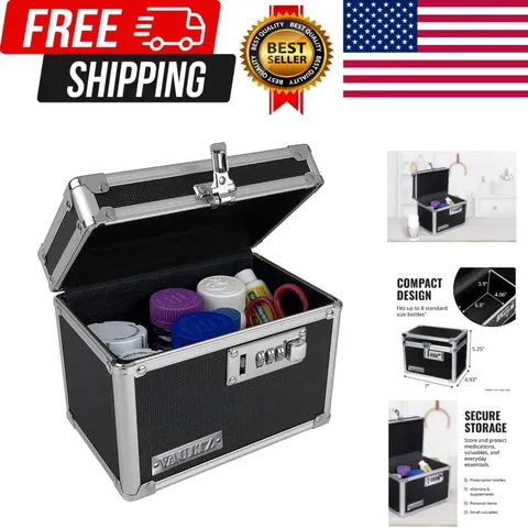 Locking Security Box, Combination Safe for Valuables & Cash, Black | Small sa...