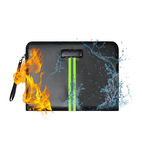 5200°F Fireproof Document Bag with Lock, Black, Large
