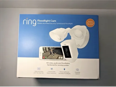 Ring Floodlight Cam Wired Plus Motion-Activated Camera 1080p White New IOB