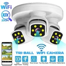 6MP Cámaras de seguridad 3Lens WIFI visión nocturna Supermercado Almacén Fábrica