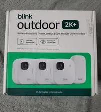 NEW 3 PACK Blink Outdoor 2K+ Wireless Security WHITE CAMERAS W/ SYNC CORE MODULE