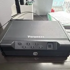 Voranexs Small Portable Keypad/Fingerprint/Key Safe Lock Box, Black Metal