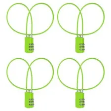 4 Pcs 3 Digit Luggage Cable Combination Lock with 20" Long Cable, Green