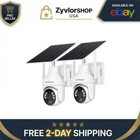 SEHMUA 2K Solar Security Cameras Wireless Outdoor - 2 Pack with Night Vision