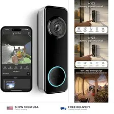 Wyze Battery Video Doorbell Wireless Camera, 1536x1536 HD+ with Color Night V...