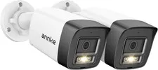 2 Pack 3K Poe Bullet Security Cameras with Red and Blue Light Alarm, Outdoor IP