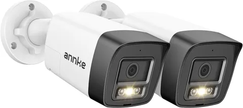 2 Pack 3K Poe Bullet Security Cameras with Red and Blue Light Alarm, Outdoor IP