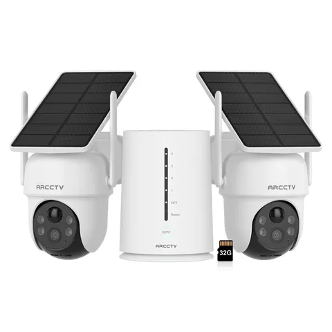 ARCCTV Solar Battery Wireless Security Camera System Pan/Tilt Outdoor 2 Way Talk