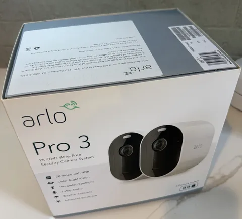 Arlo Pro 3 2-Cam 2K QHD Wire-Free System Color Night Vision Spotlight Alexa