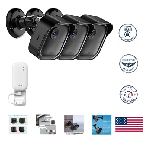 Weatherproof 3-Pack Adjustable Mounts for Blink Outdoor Cameras - Black Finish