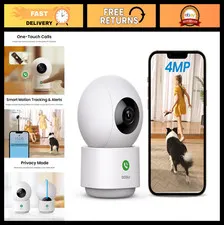 4MP Indoor Security Camera for Baby & Pet Monitoring, 5GHz/2.4GHz WiFi, Night Vi