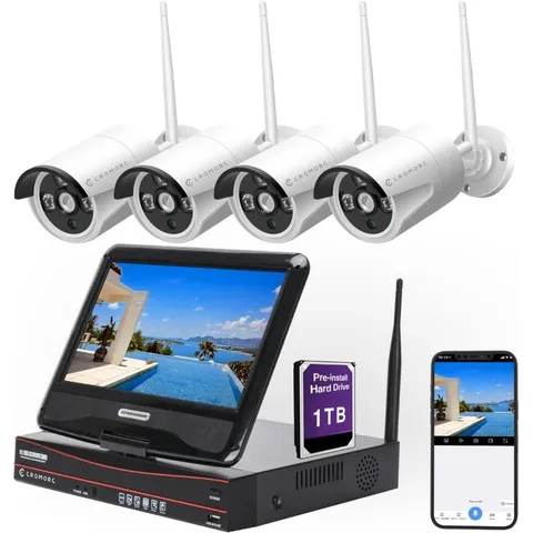 10CH Expandable Wireless Security Camera System with 10.1-inch Monitor 4pcs 5MP