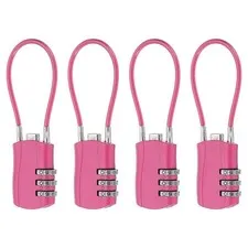 4 Pcs 3 Digit Luggage Cable Combination Lock with 5" Long Cable, Rose