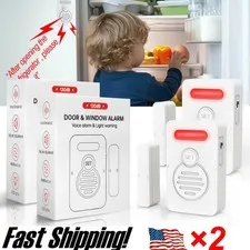 Refrigerator Alarm Alert Magnetic Sensor Wireless Door Window Voice Reminder 2PK