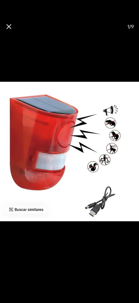 🚨 Alarma con Sensor de movimiento de poder solar: Alerta de voz + alarma + luz