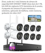 SMONET 1080P WiFi NVR Security Camera System 8CH 8-Cam 3TB Two-Way Audio